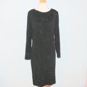 Vintage Ursula Of Switzerland Size 10 Beaded Lined Long Sleeve Dress EUC